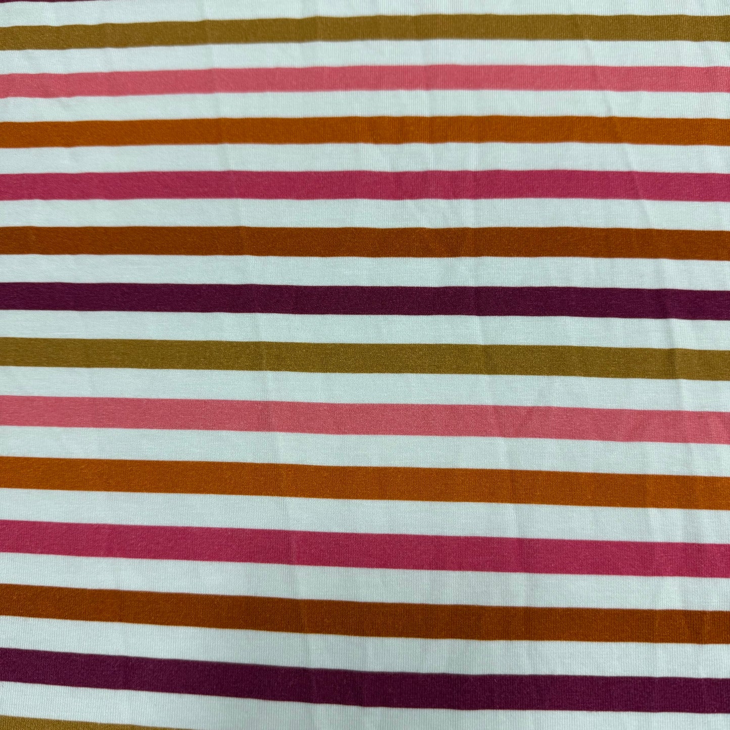 Rust and Burgundy 1/4" Stripes on Bamboo/Spandex Jersey Fabric - 200 GSM