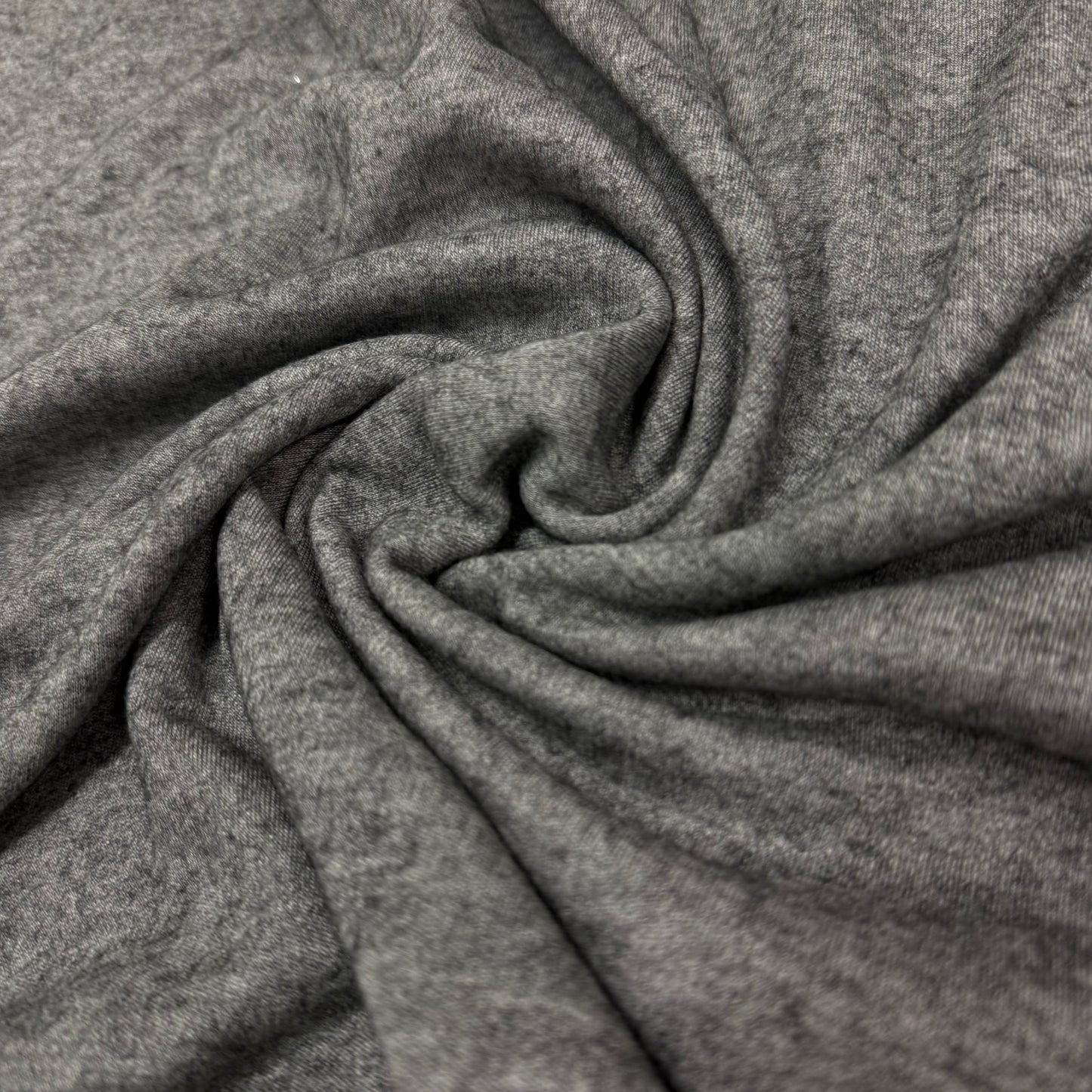 Gray Heather Merino Wool Blend Interlock Fabric