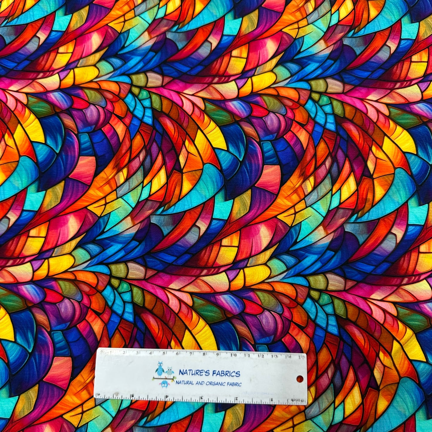 Stained Glass Swirls on Bamboo/Spandex Jersey Fabric