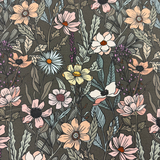 Wildflower Field on Dusk Organic Cotton/Spandex Jersey Fabric