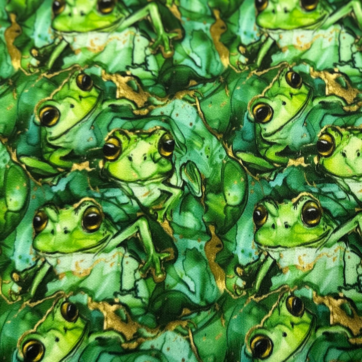 Green Tree Frogs Alcohol Ink 1 mil PUL Fabric - Made in the USA