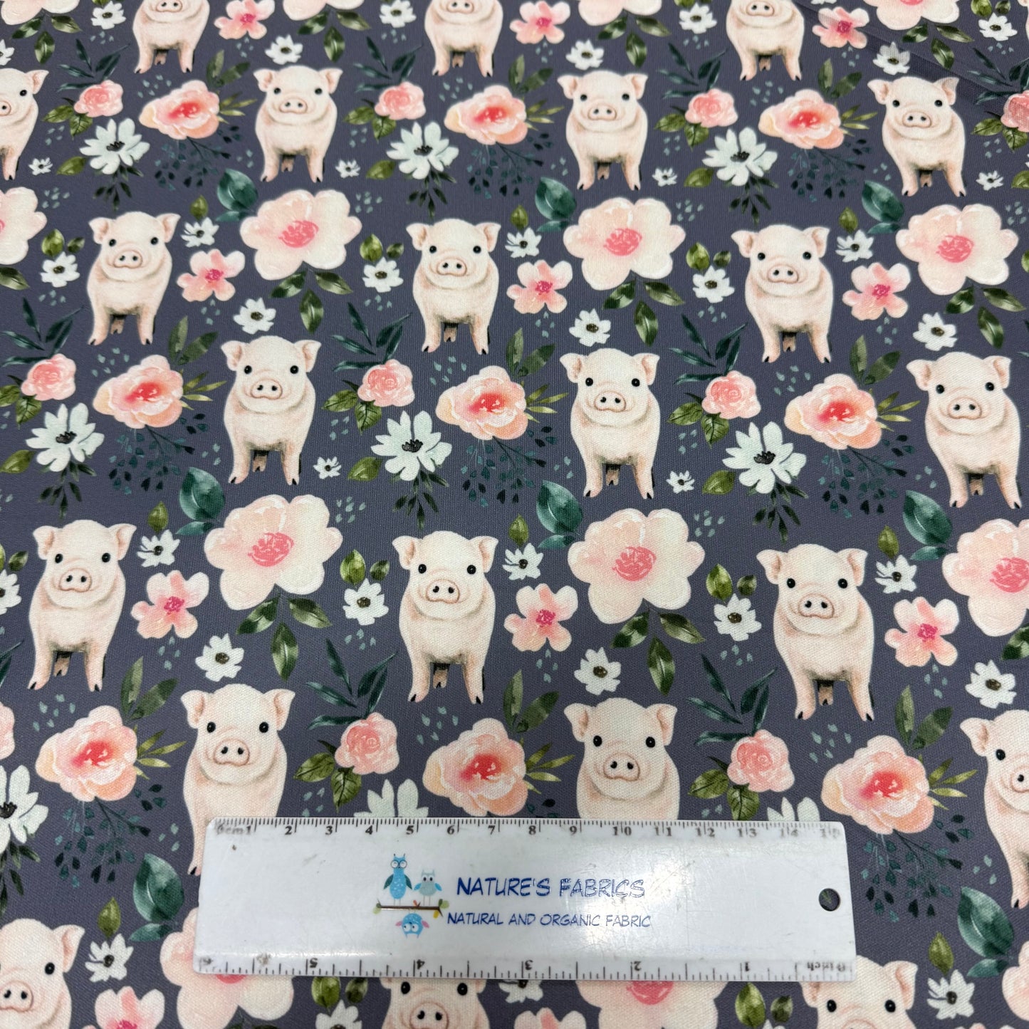 Pigs and Flowers on 1 mil PUL Fabric - Made in the USA