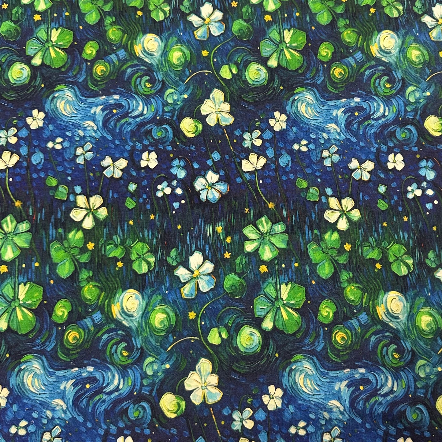 Starry Clover on Bamboo/Spandex Jersey Fabric