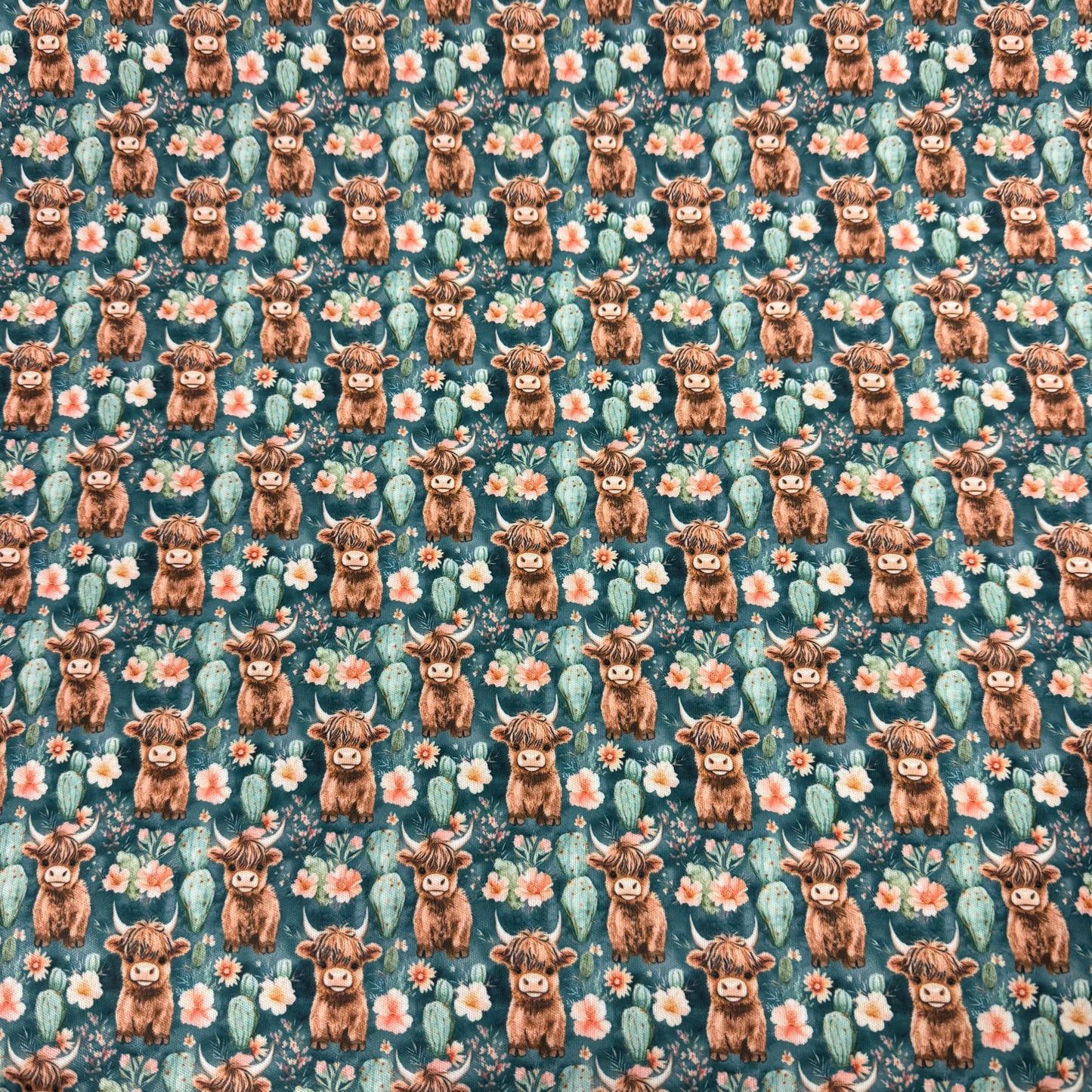 Highland Cows in the Garden 1 mil PUL Fabric - Made in the USA