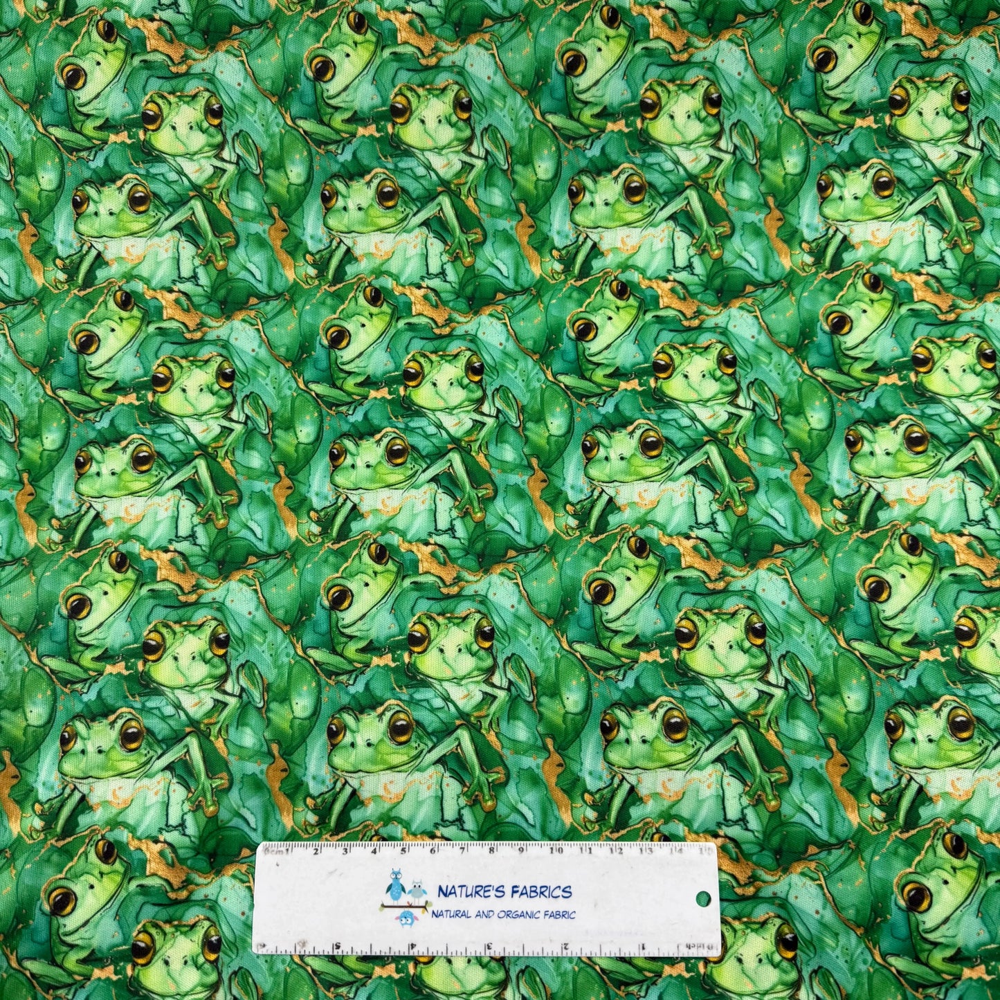 Green Tree Frogs Alcohol Ink 1 mil PUL Fabric - Made in the USA
