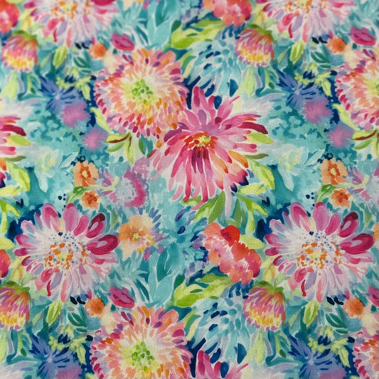 Painted Dahlias 1 mil PUL Fabric - Made in the USA