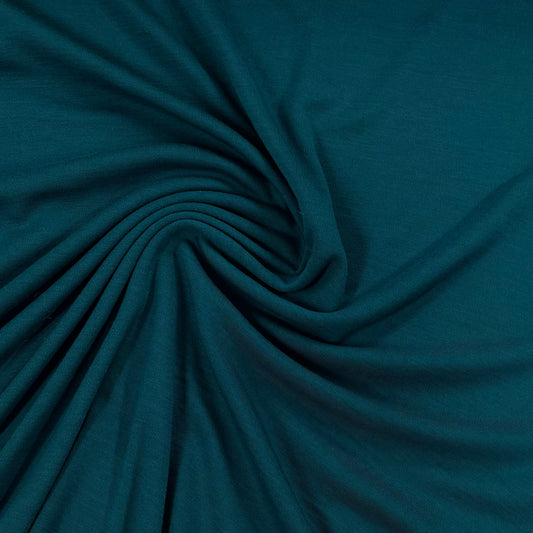 Dark Turquoise 100% Washable Merino Wool Interlock Fabric - Mulesing Free