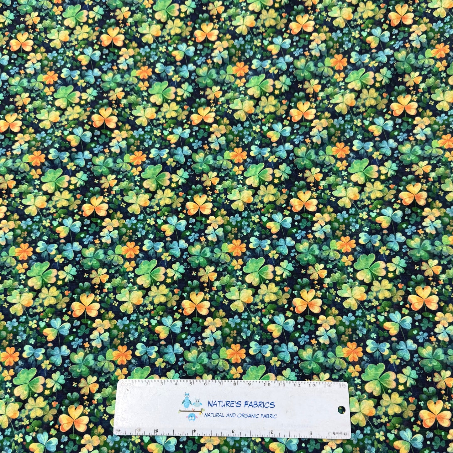 Multicolor Shamrocks on Bamboo/Spandex Jersey Fabric