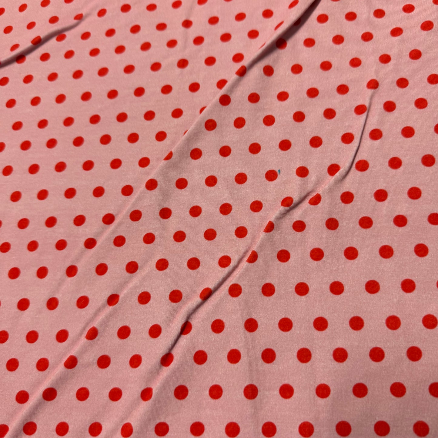 Pink Polka Dots on Pink Cotton/Spandex Jersey Fabric
