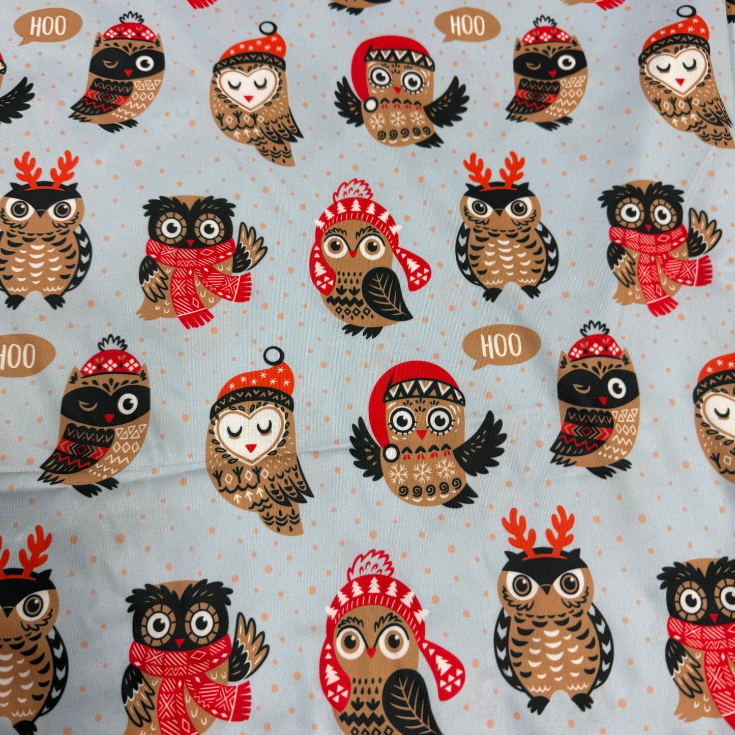 Winter Owls on 1 mil PUL Fabric - Made in China- Seconds