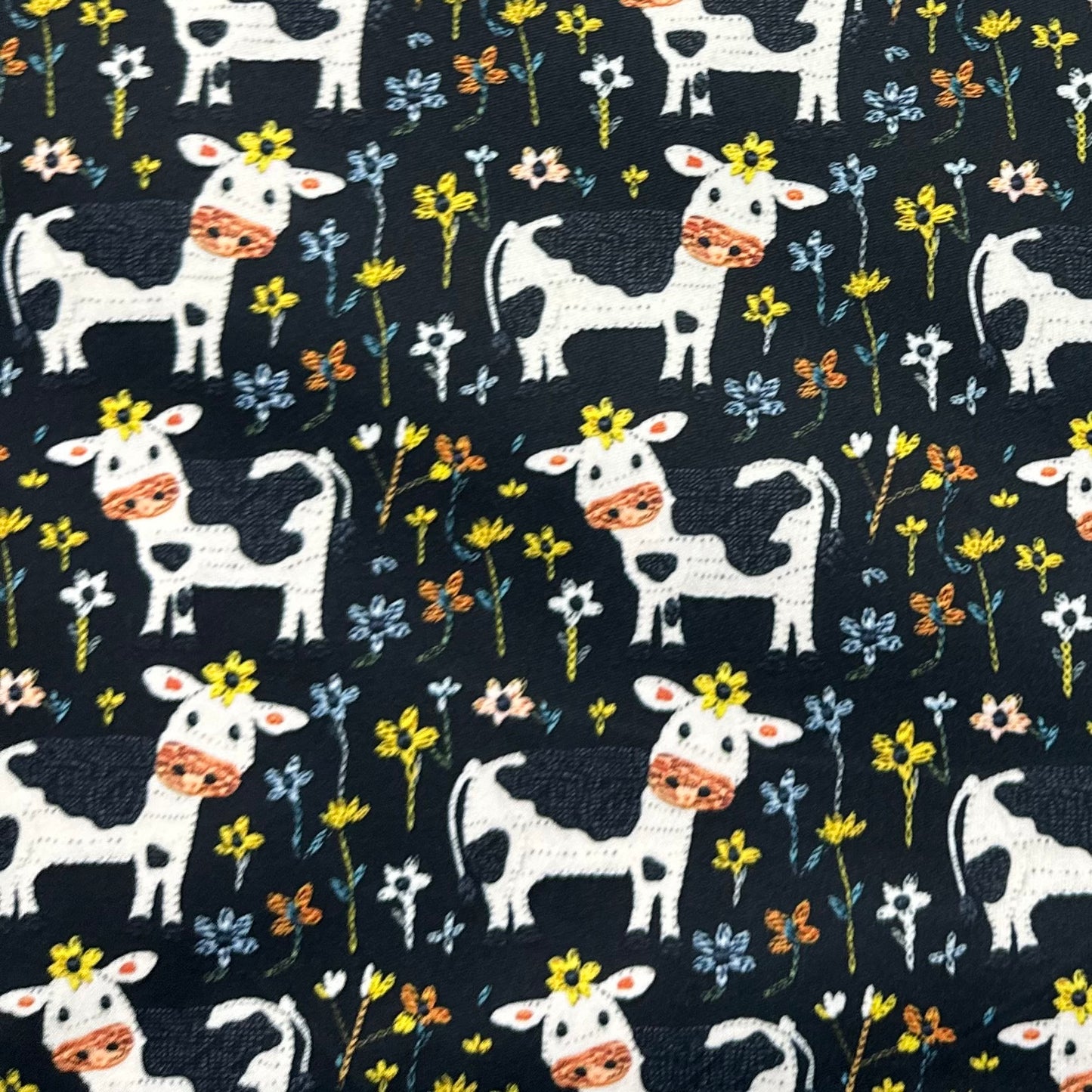 Appliqued Cows 1 mil PUL Fabric - Made in the USA