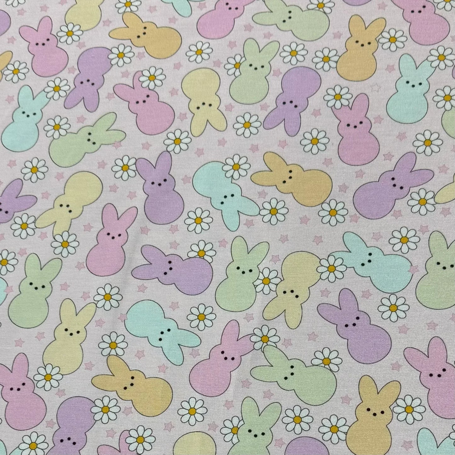 Easter Bunnies on Bamboo/Spandex Jersey Fabric