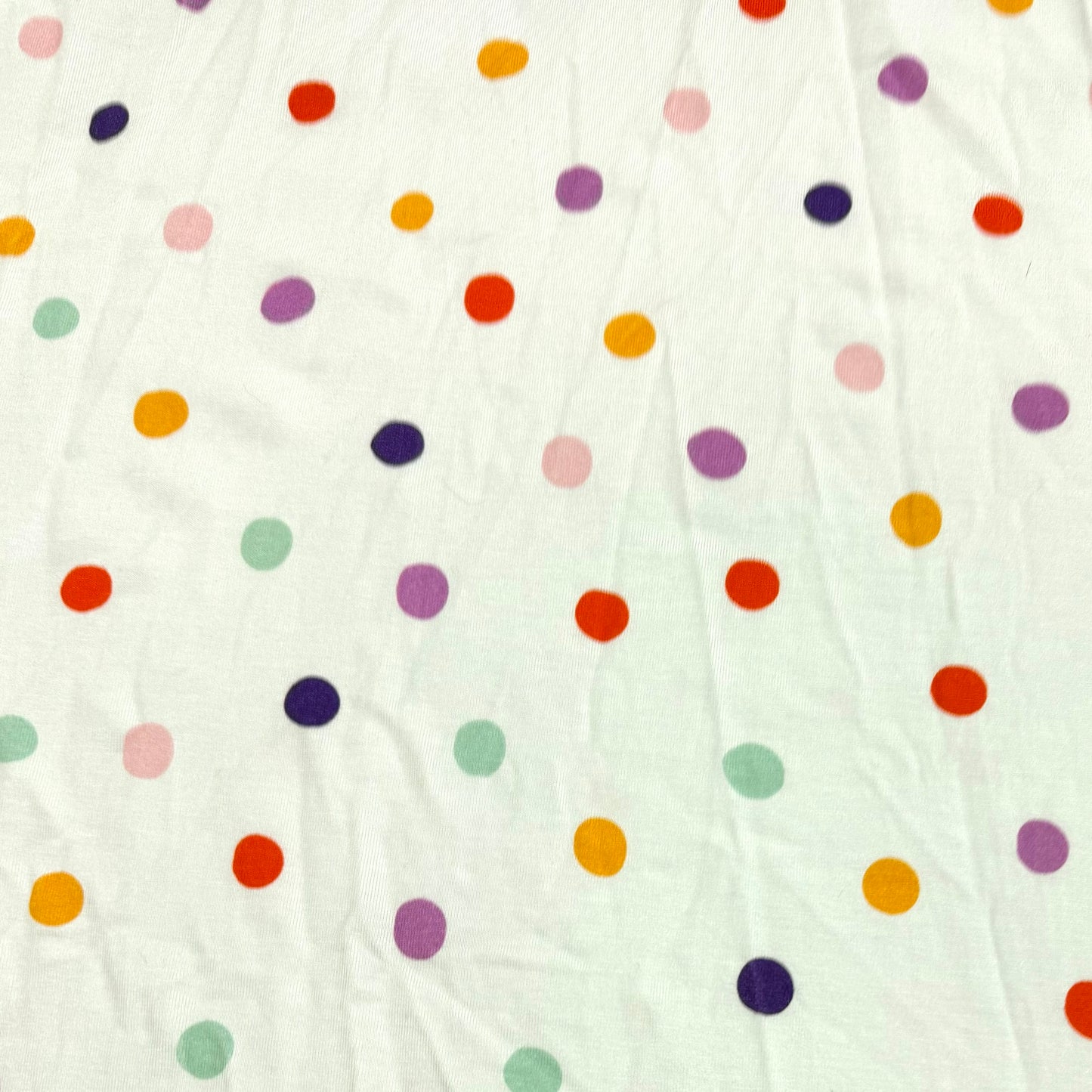 Bright 3/8" Dots on White Bamboo/Spandex Jersey Fabric - 200 GSM