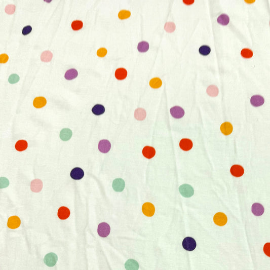 Bright 3/8" Dots on White Bamboo/Spandex Jersey Fabric - 200 GSM
