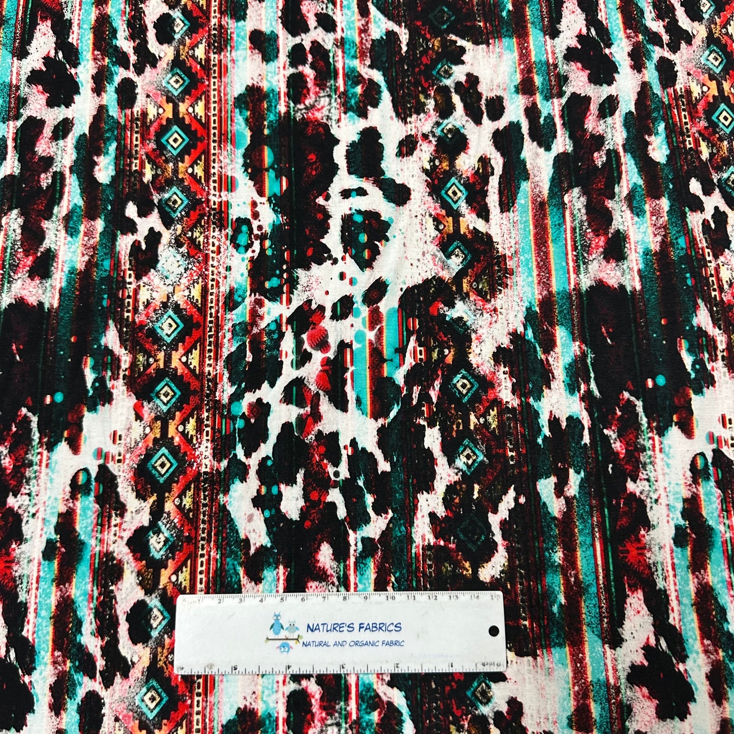 Cowhide Aztec on Bamboo/Spandex Jersey Fabric