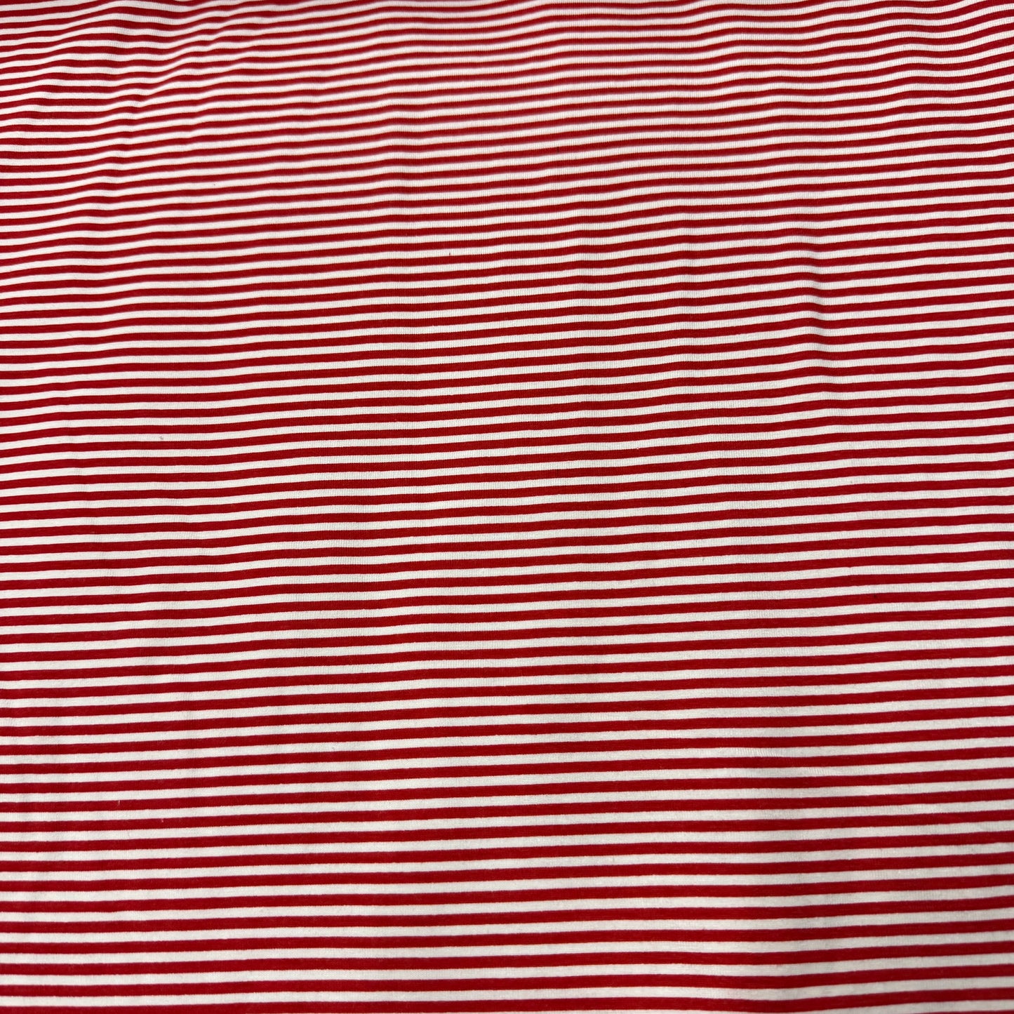Red and White Micro Stripes on Cotton/Spandex Jersey Fabric