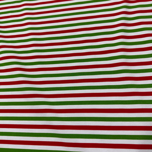Red, White and Green 3/8" Stripes on Bamboo/Spandex Jersey Fabric