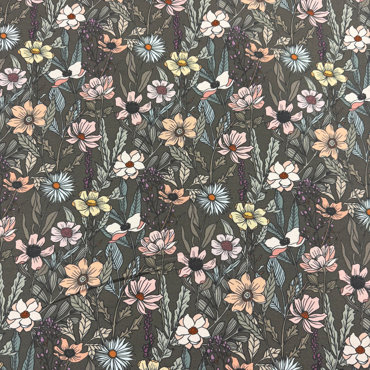 Wildflower Field on Dusk Organic Cotton/Spandex Jersey Fabric