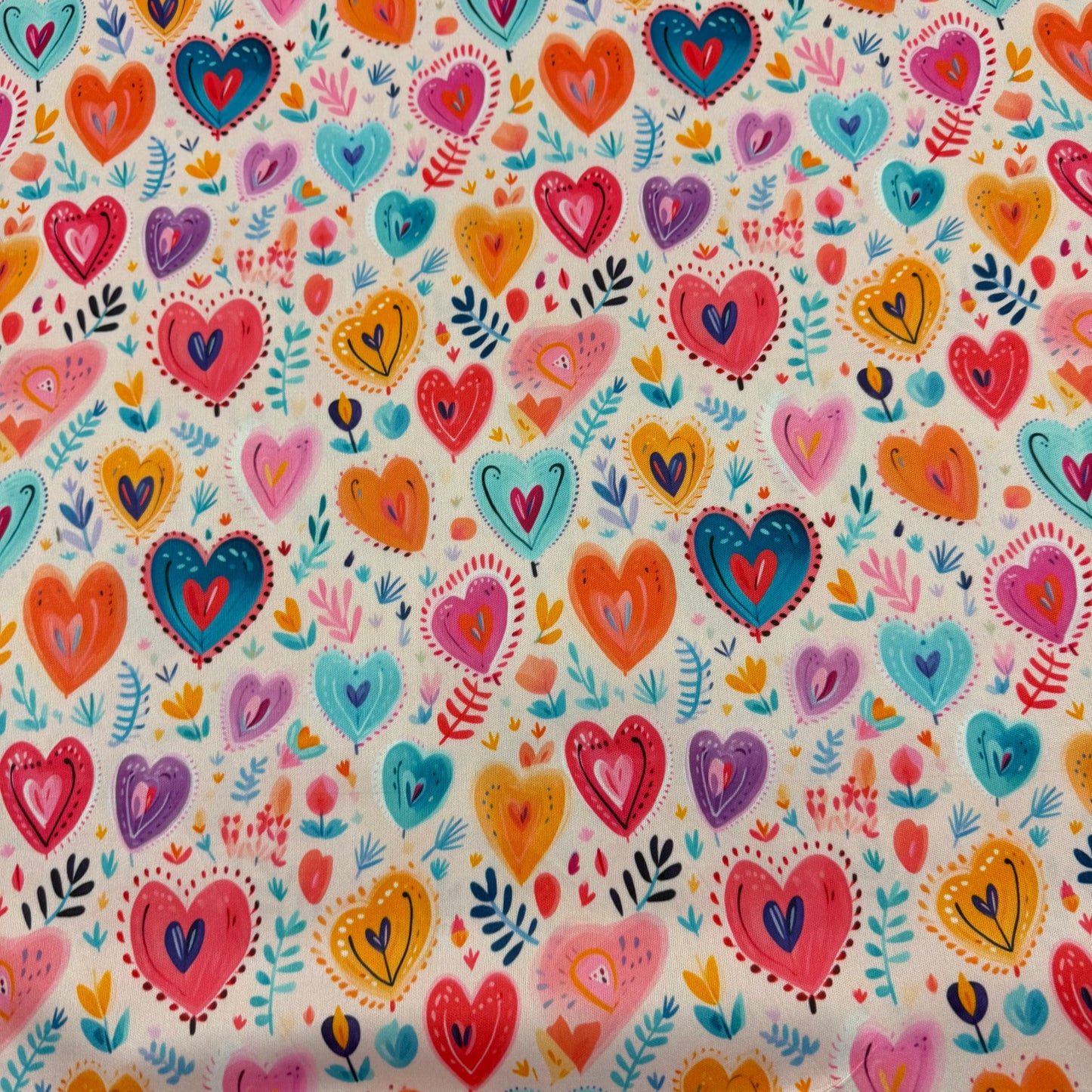 Folk Art Hearts 1 mil PUL Fabric - Made in the USA