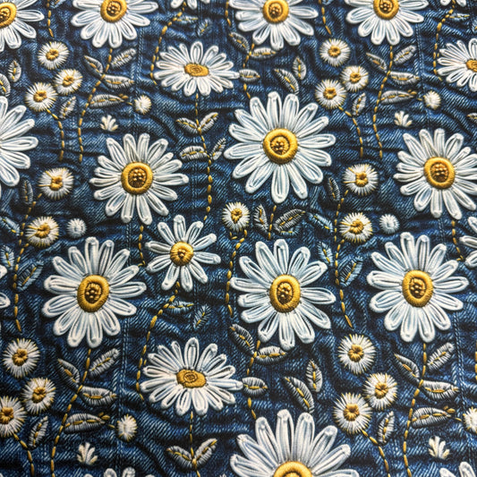 Embroidered Daisy Jeans 1 mil PUL Fabric - Made in the USA