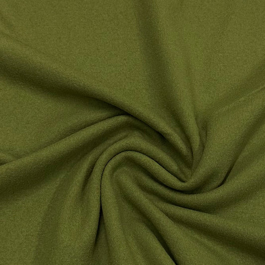 Dark Sage Brushed Merino Wool Jersey Fabric