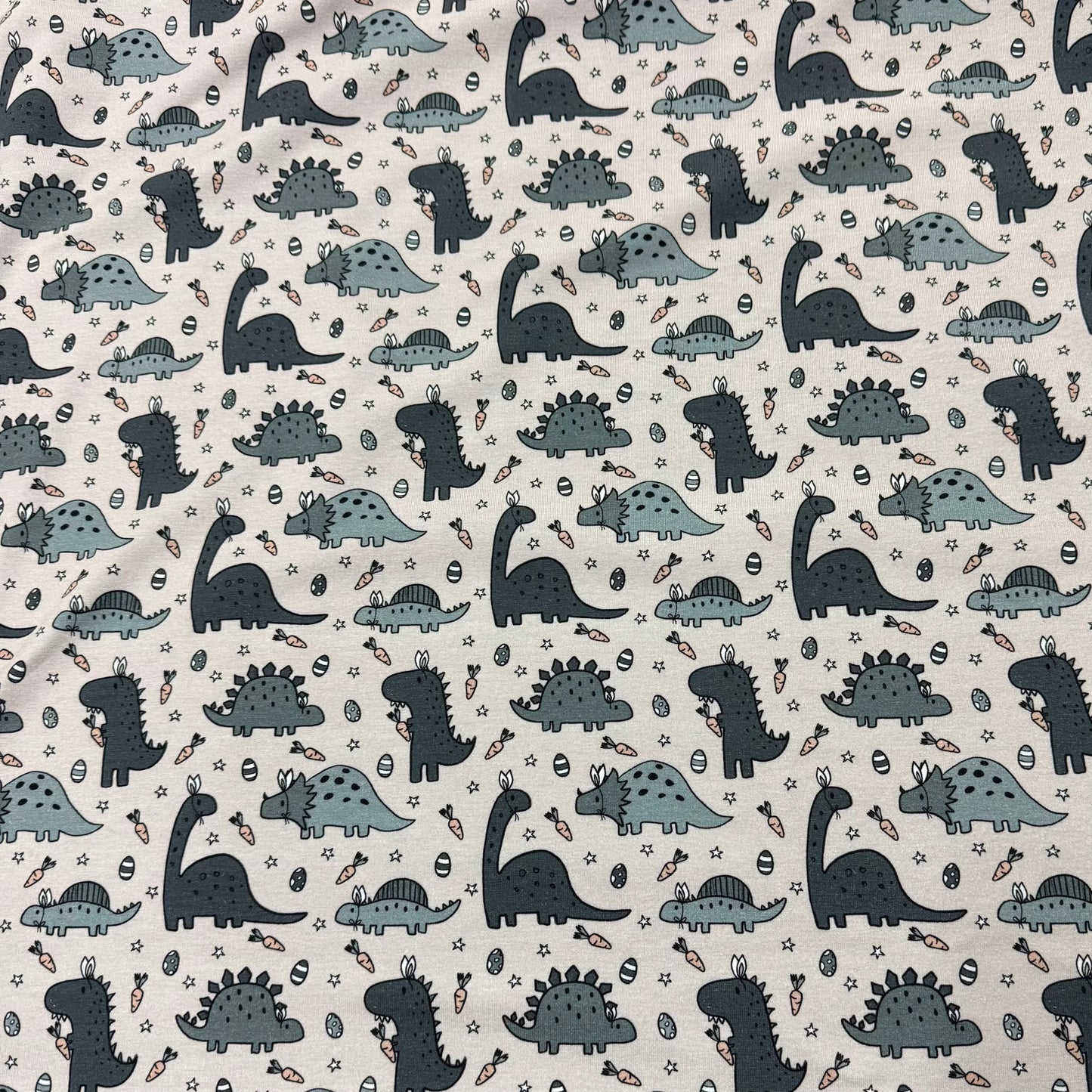Easter Dinosaurs on Bamboo/Spandex Jersey Fabric