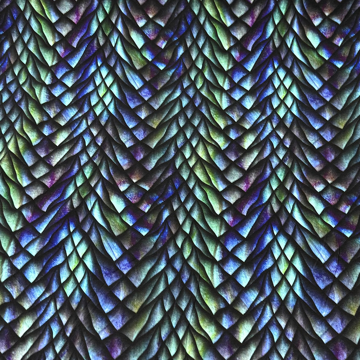 Purple and Green Dragon Scales Bamboo/Spandex Jersey Fabric