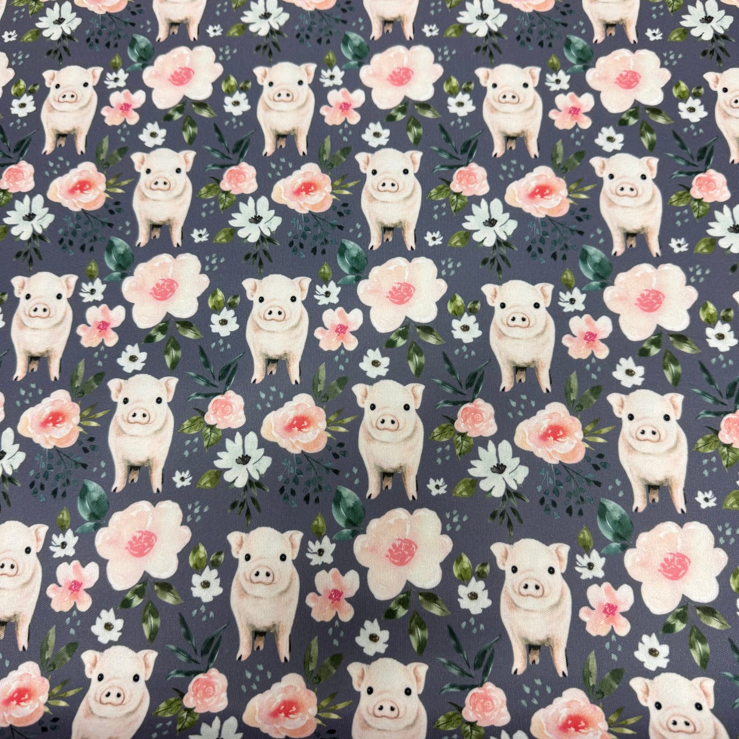 Pigs and Flowers on 1 mil PUL Fabric - Made in the USA
