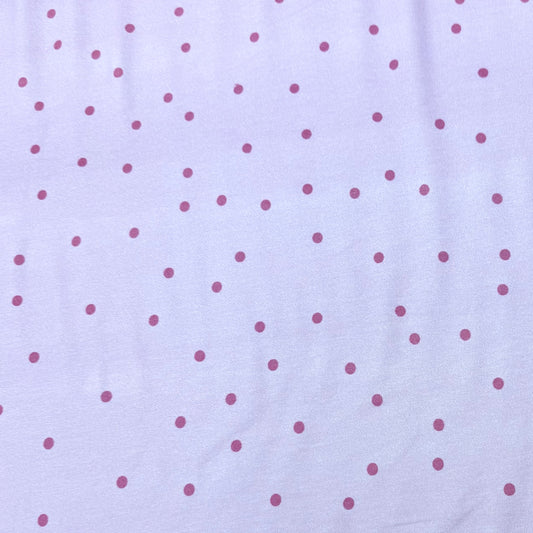 Rose Dots on Lavender  Bamboo/Spandex Jersey Fabric - 200GSM
