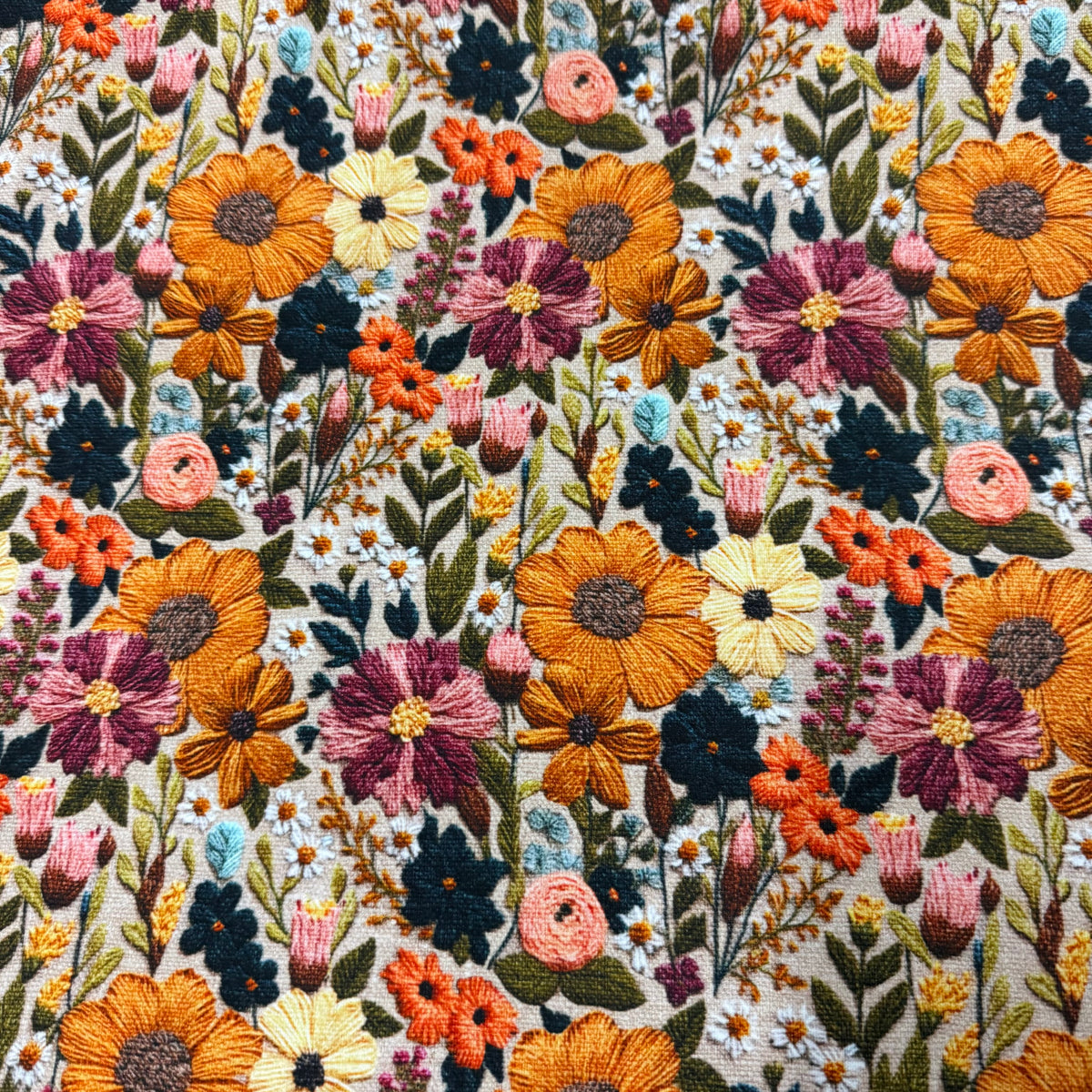 Floral Embroidery on Bamboo/Spandex Jersey Fabric