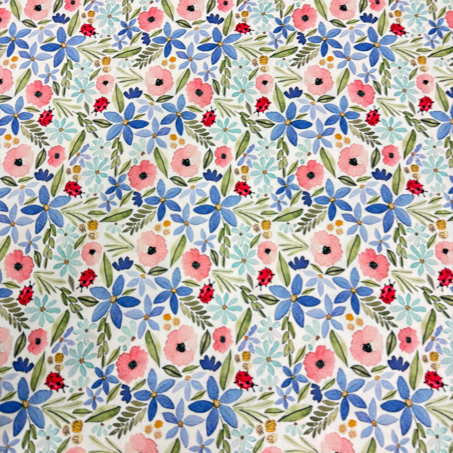 Ladybug Floral on 1 mil PUL Fabric - Made in the USA