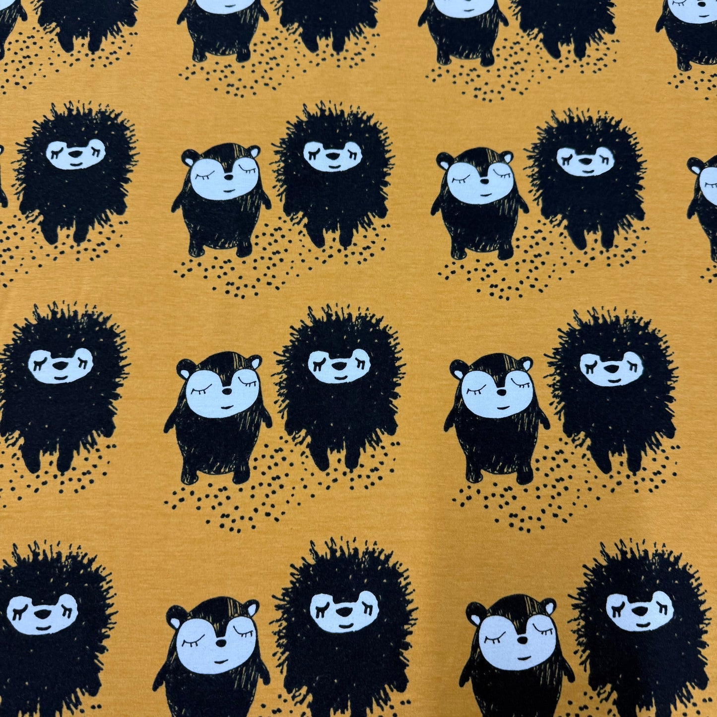 Siiri and Myyri on Ochre Organic Cotton/Spandex Jersey Fabric