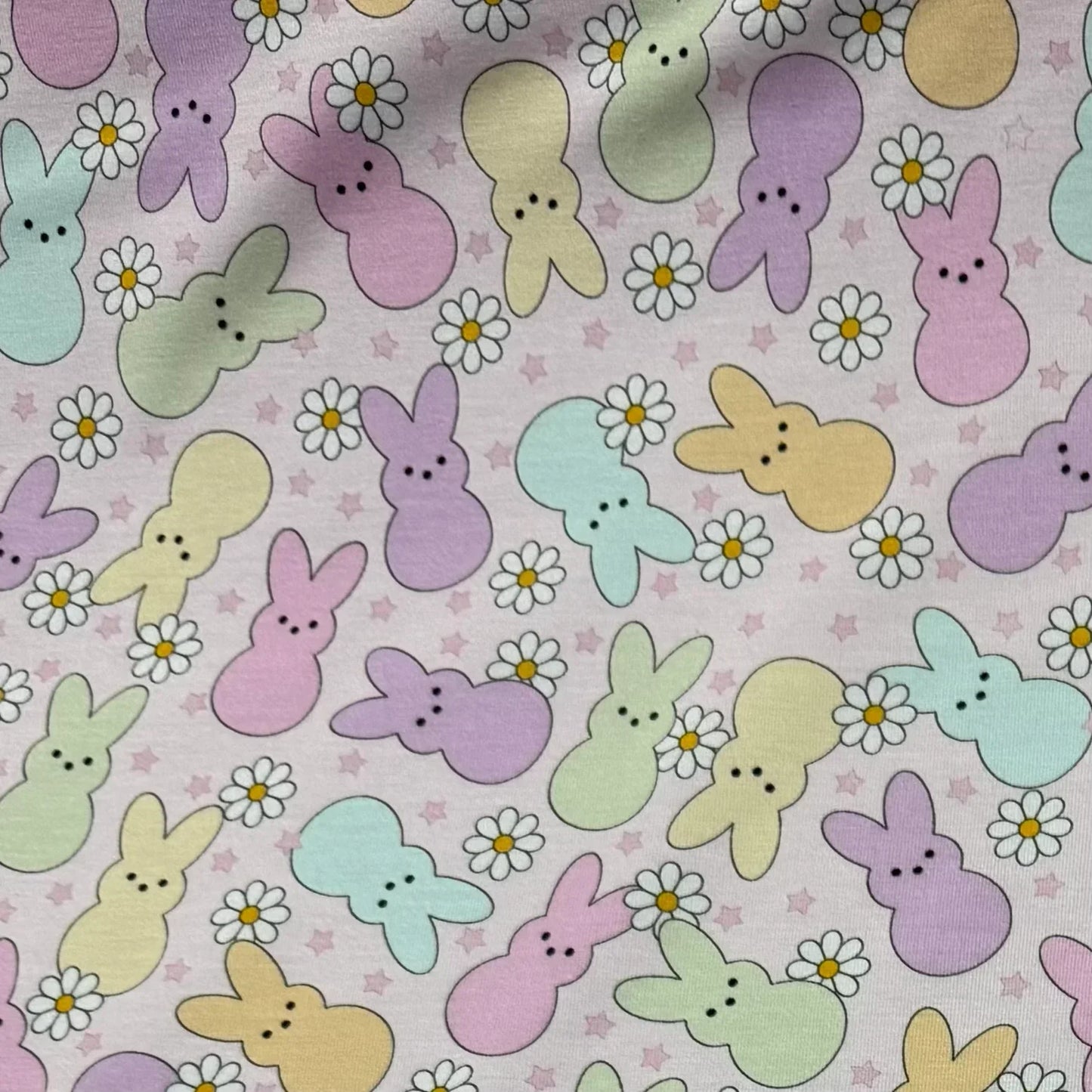 Easter Bunnies on Bamboo/Spandex Jersey Fabric