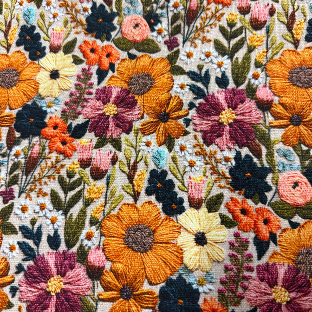 Floral Embroidery on Bamboo/Spandex Jersey Fabric