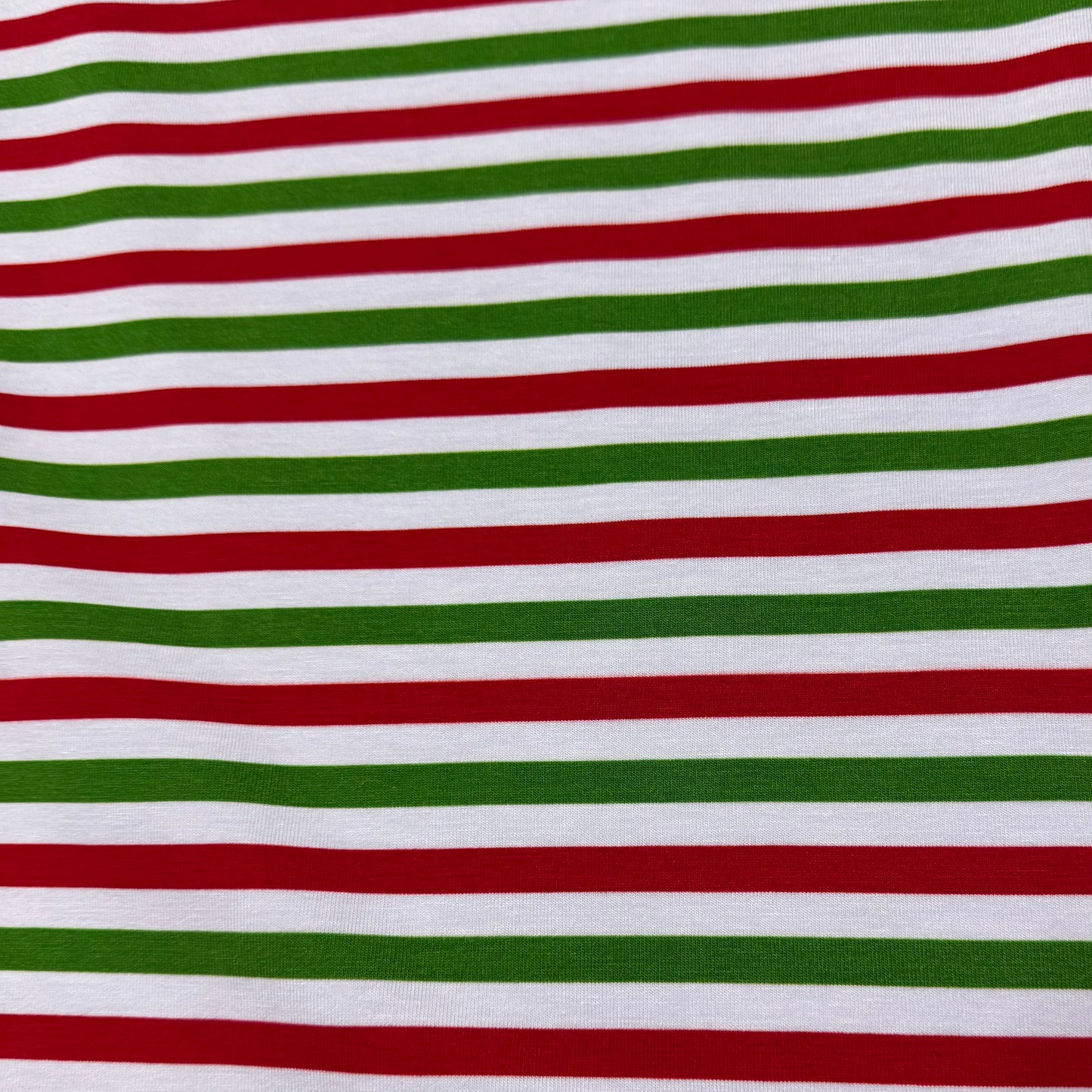 Red, White and Green 3/8" Stripes on Bamboo/Spandex Jersey Fabric