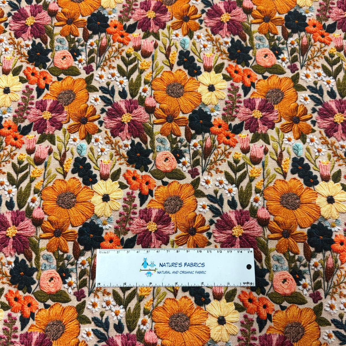 Floral Embroidery on Bamboo/Spandex Jersey Fabric