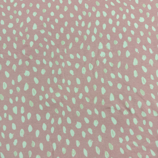 Off White Spots on Pink Bamboo/Spandex Jersey Fabric - Printed in the USA