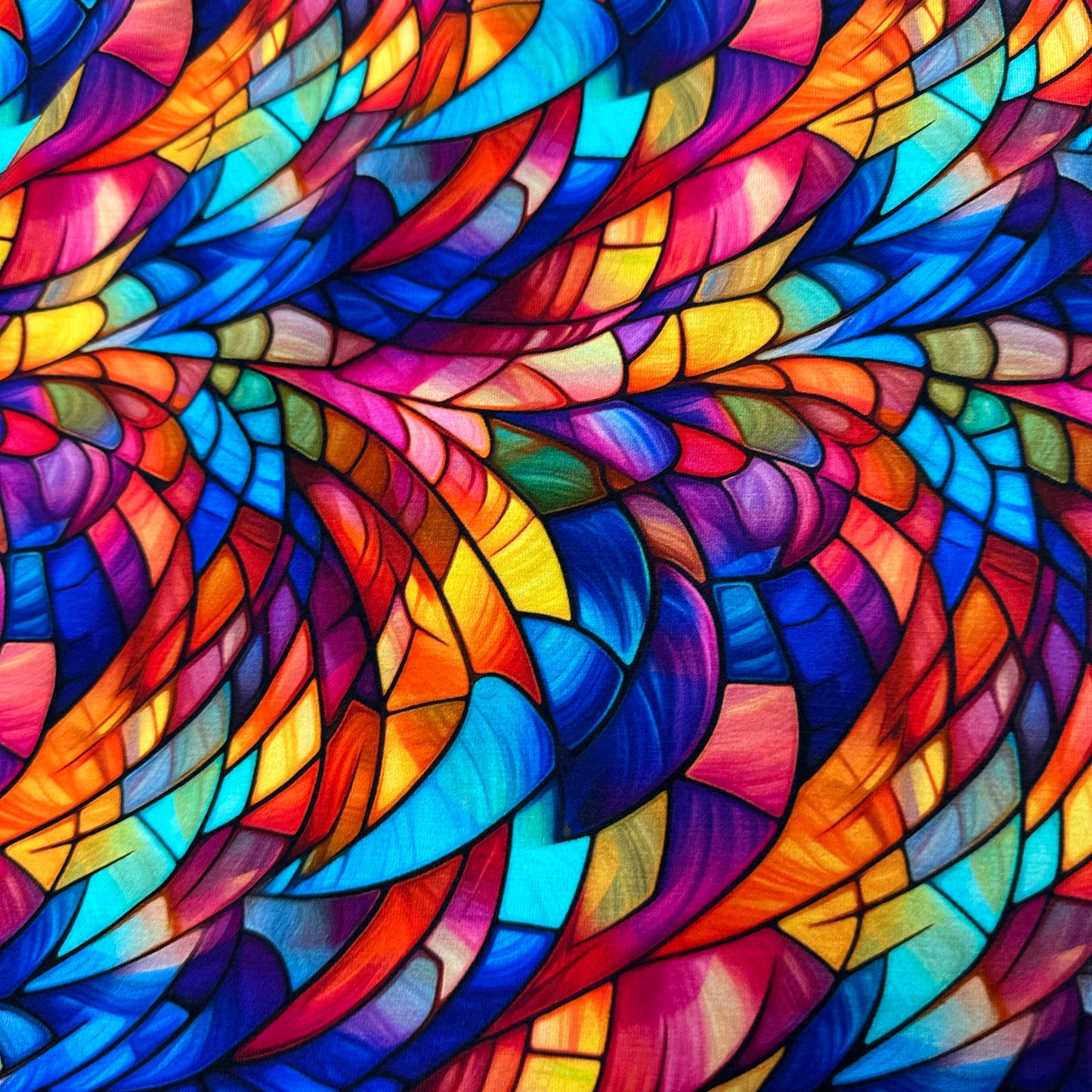 Stained Glass Swirls on Bamboo/Spandex Jersey Fabric