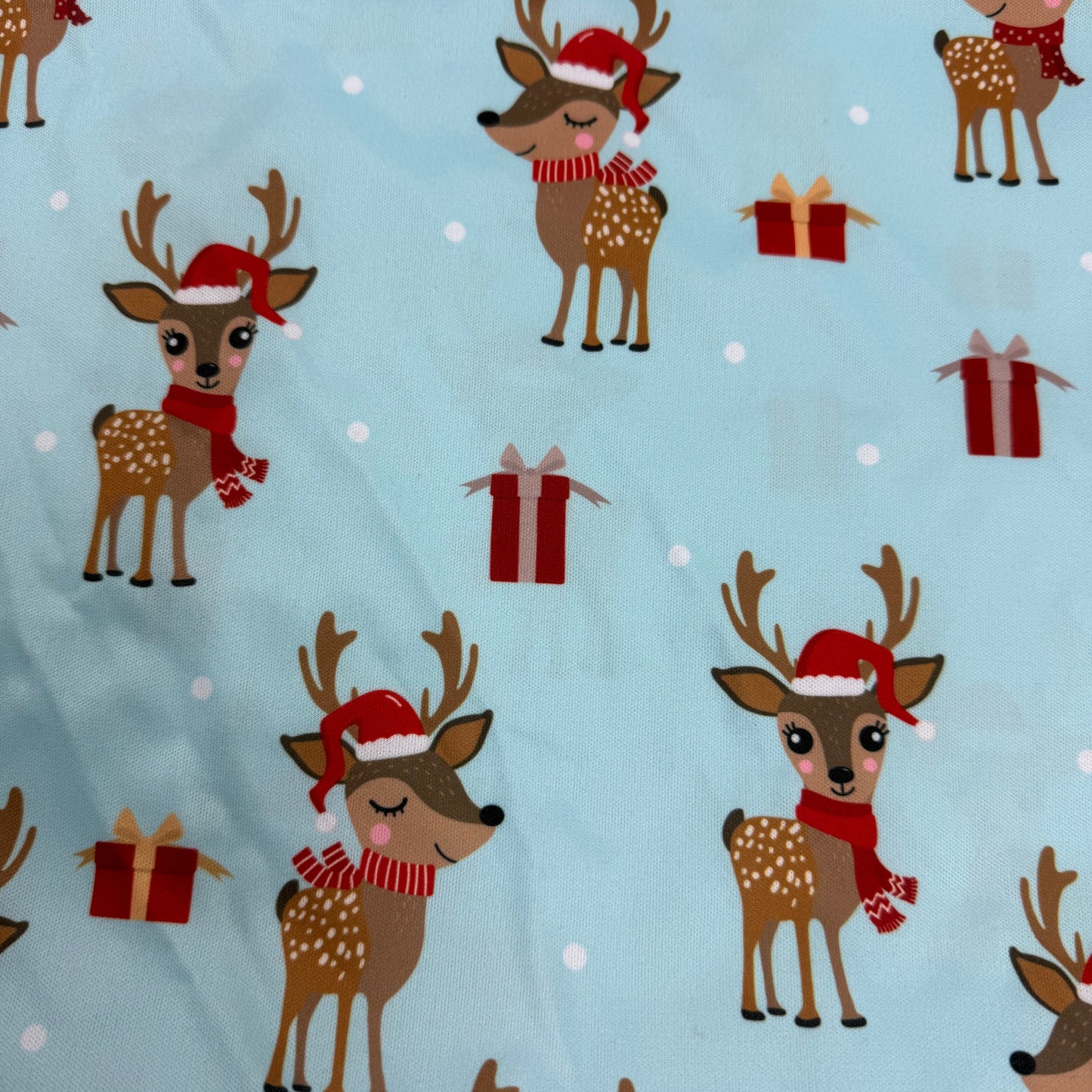 Reindeer on Blue 1 mil PUL Fabric - Made in China- Seconds
