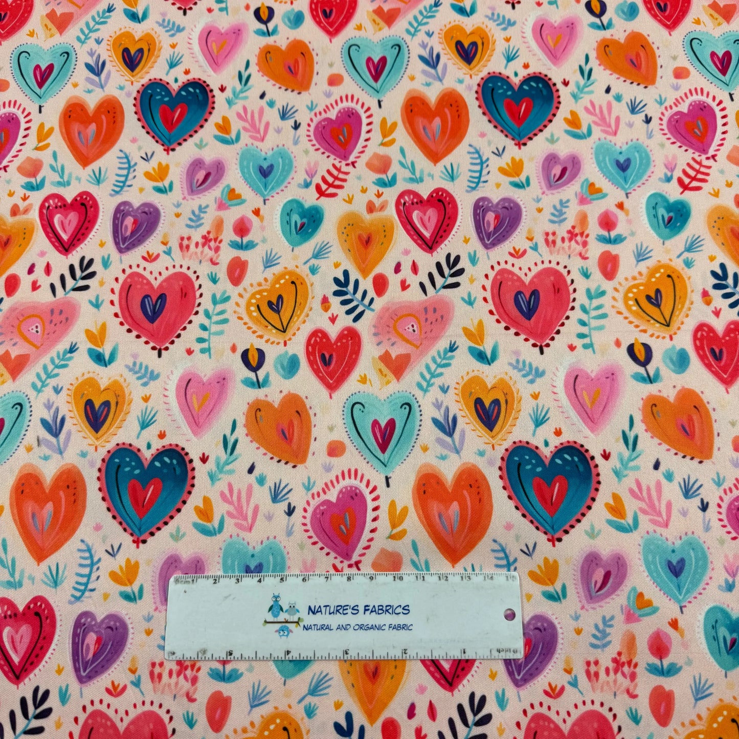 Folk Art Hearts 1 mil PUL Fabric - Made in the USA