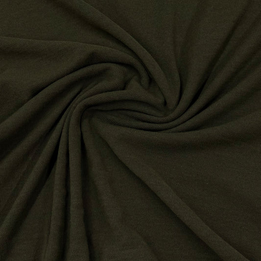 Deep Olive Merino Wool Jersey Fabric
