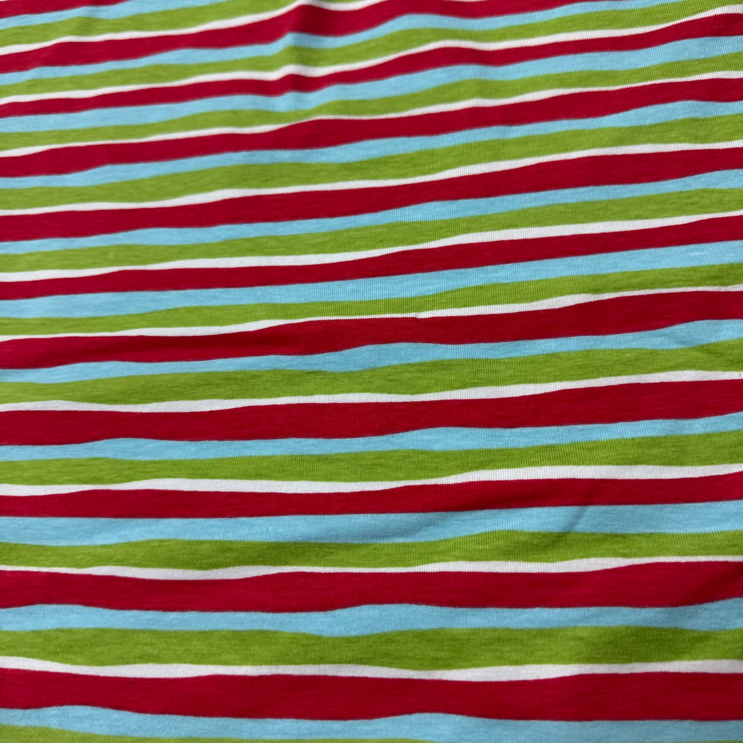 Wavy Holiday Stripes on Cotton/Spandex Jersey Fabric