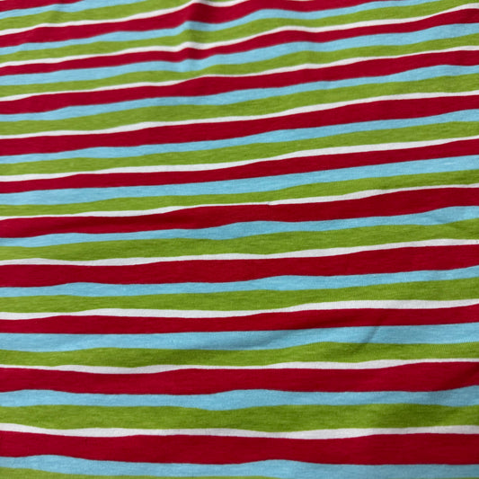 Wavy Holiday Stripes on Cotton/Spandex Jersey Fabric