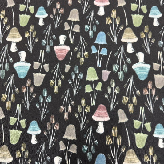 Sketched Mushrooms on Canvas Fabric - Waterproof