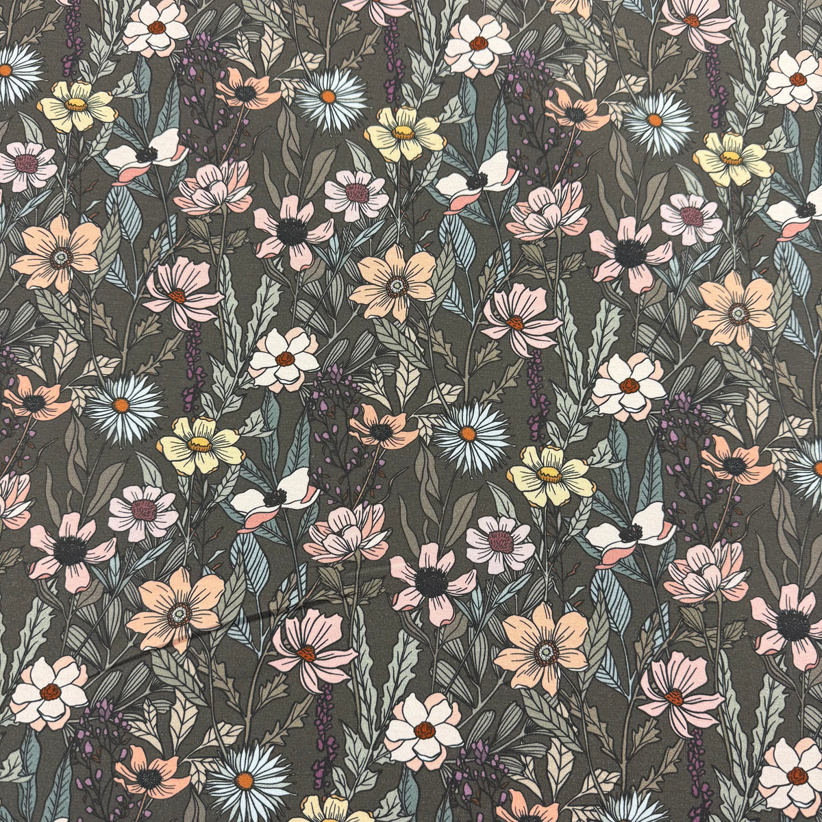 Wildflower Field on Dusk Organic Cotton/Spandex Jersey Fabric