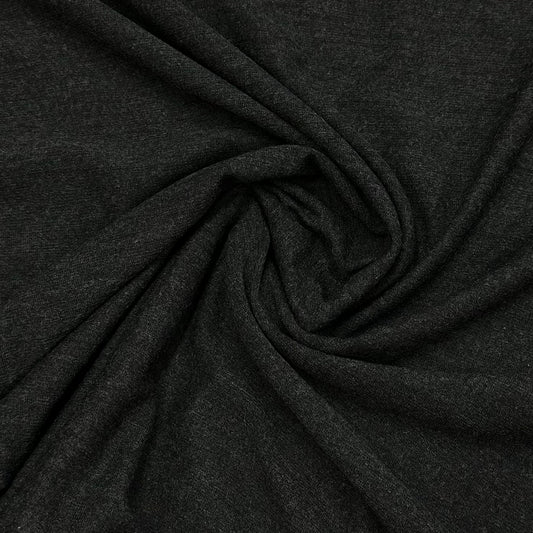 Charcoal Heather 100% Merino Wool Jersey Fabric - 225 GSM