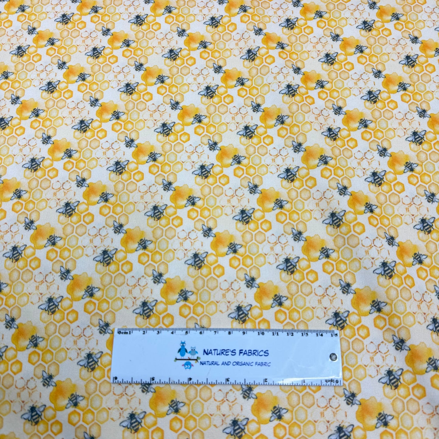Bees on Honeycomb 1 mil PUL Fabric - Made in the USA