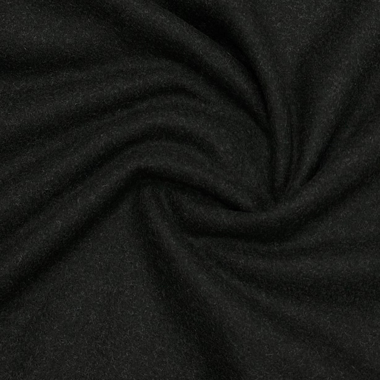 Deep Charcoal Boiled Wool Fabric