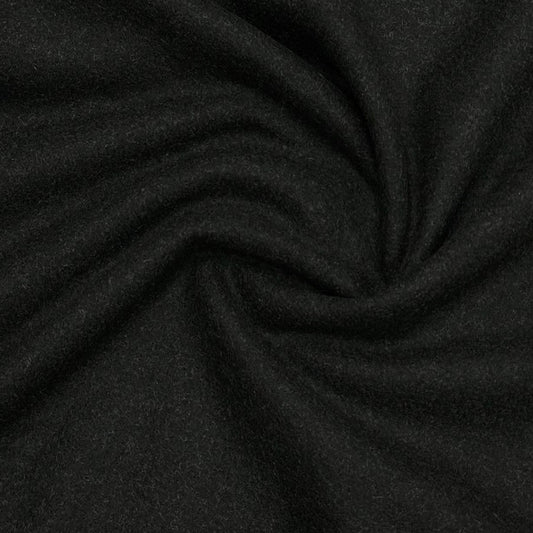 Deep Charcoal Boiled Wool Fabric