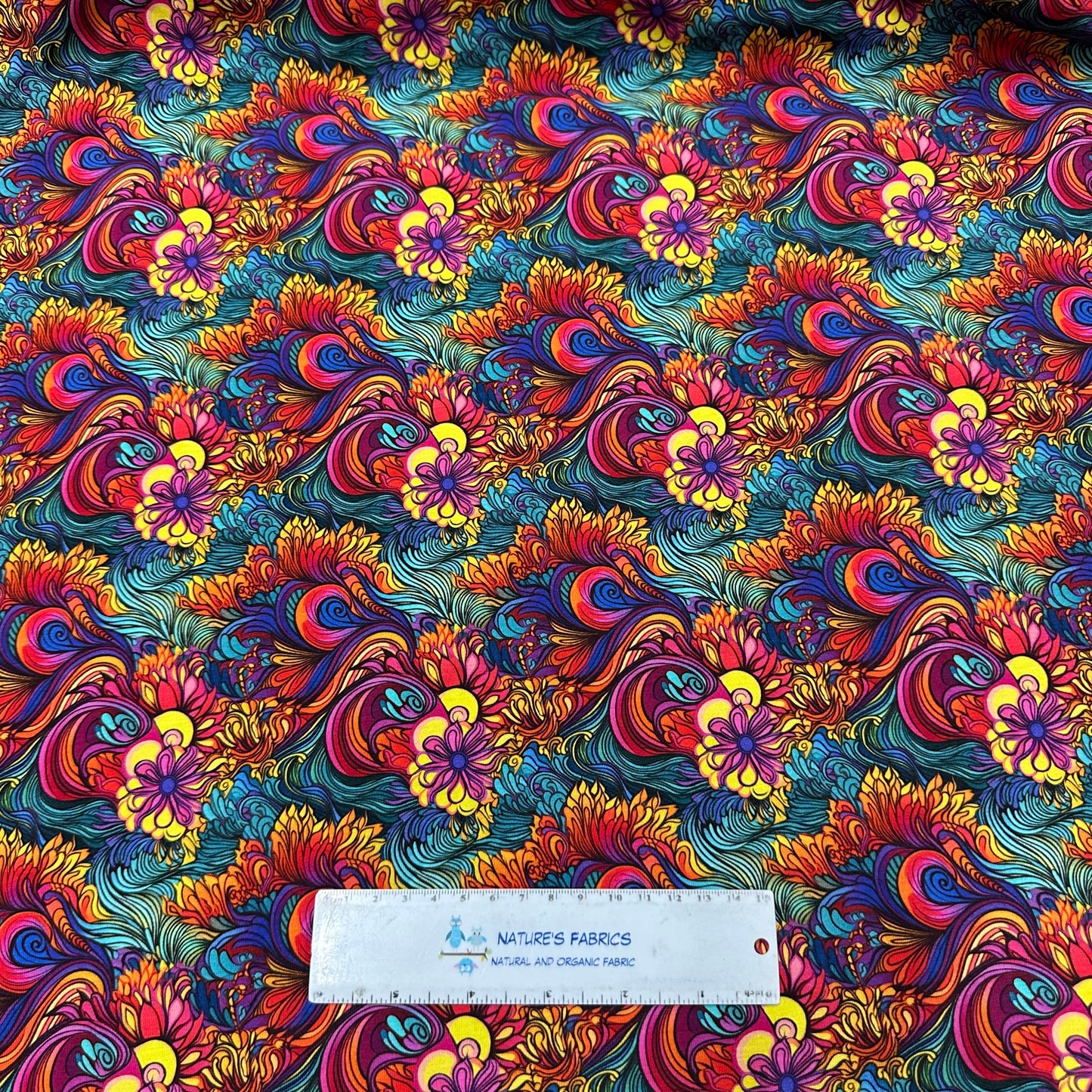 Hippie Swirls on Bamboo/Spandex Jersey Fabric